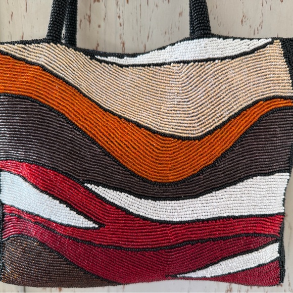 BOUTIQUE BEADED ABSTRACT HANDBAG ⭐️RARE - Picture 2 of 3